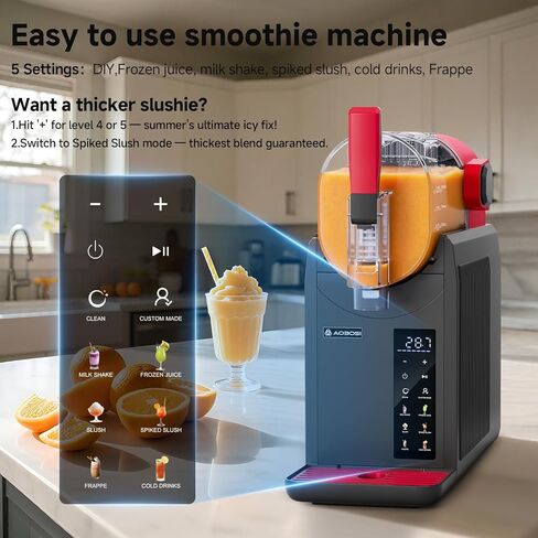 AAOBOSI Slushie Machine for Home, Frozen Drink Machine with Cookbook, Margarita Machine with 6 Presets Programs, No Ice Needed, Auto Cleaning, Slushy Maker for Frozen Margaritas, Cocktails, Frappés in Kuwait