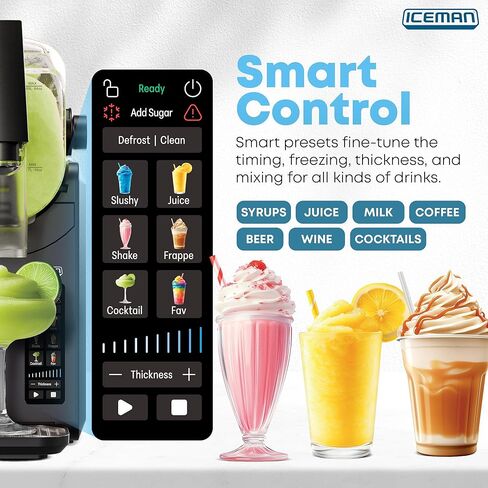 Iceman by Chefman Slush-Ease MAX 90oz Slushie Machine, 64oz Liquid Capacity Frozen Drink Maker & Slushy Machine with 5 Presets and LED Display, Perfect for Frozen Margaritas, Frappes, Smoothies in Kuwait