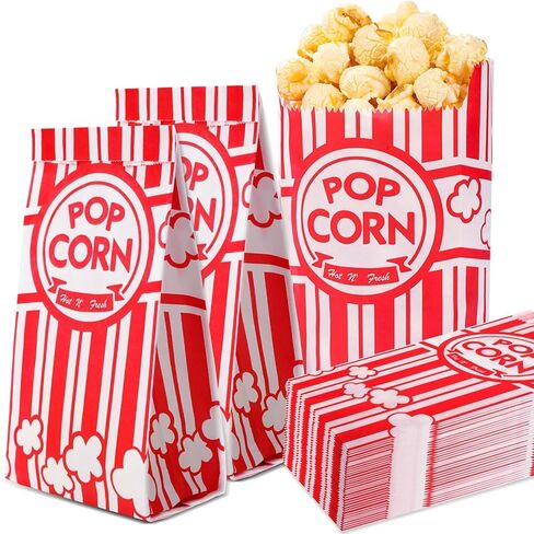 VOISEN Paper Popcorn Bags,100 Pack 1oz Popcorn Bags Individual Servings, Popcorn Bag Bulk for Popcorn Machine,Movie Nights Pop Corn Bags in Saudi Arabia