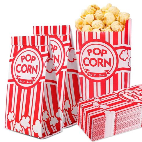 VOISEN Paper Popcorn Bags,100 Pack 1oz Popcorn Bags Individual Servings, Popcorn Bag Bulk for Popcorn Machine,Movie Nights Pop Corn Bags in Saudi Arabia
