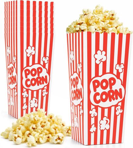 24 Pcs Popcorn Boxes, 7.9" Tall and 3.6" Square Large Capacity Popcorn Containers Buckets for Pop Corn Machine, Movie Night, Cinema, Carnival, Party, Concessions in Kuwait