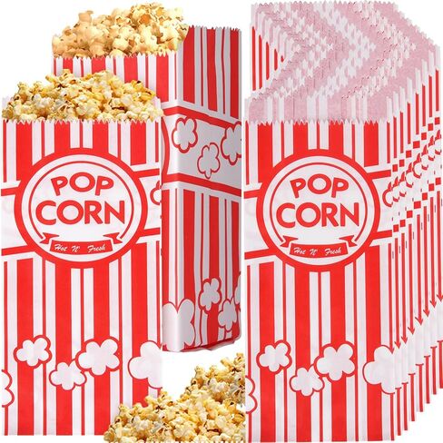 500 Pieces Paper Popcorn Bags, 1 oz Bags Individual Servings for Machine Maker Cart Supplies, Small Mini Pop Corn Bag Bulk Carnival Party in Kuwait