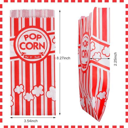 500 Pieces Paper Popcorn Bags, 1 oz Bags Individual Servings for Machine Maker Cart Supplies, Small Mini Pop Corn Bag Bulk Carnival Party in Kuwait