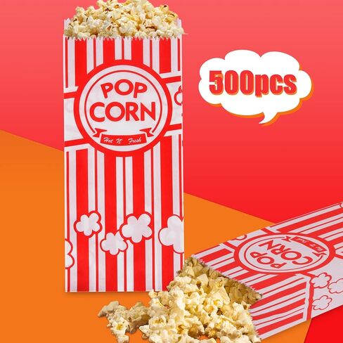 500 Pieces Paper Popcorn Bags, 1 oz Bags Individual Servings for Machine Maker Cart Supplies, Small Mini Pop Corn Bag Bulk Carnival Party in Kuwait