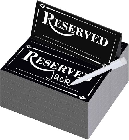 300 Pcs Paper Table Reserved Sign with Name Line Reserved Seating Signs Bulk Double Sided Signs for Reserving Seats Restaurant Wedding Reception Church Board Business Meeting (White Black) in Saudi Arabia