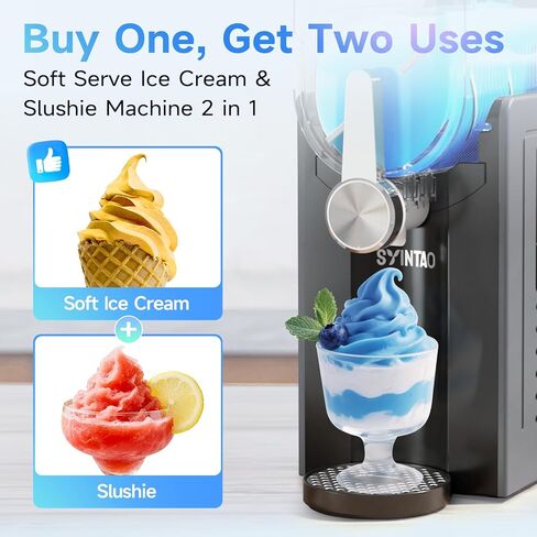 2-in-1 Slushie & Soft Serve Ice Cream Maker, 96oz No-Ice-Needed Frozen Drink Machine with LED Display, 6 Preset Modes, Auto-Clean & Delay Timer – Gift for Family in Kuwait