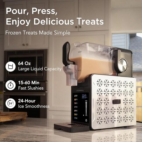 آلة سلاشي CROWNFUL للمنزل، 101 أونصة (64 أونصة تعبئة سائلة) صانع المشروبات المجمدة، لا حاجة للثلج، 6 برامج للخدمة الناعمة، المارجريتا المجمدة، فرابيه وأكثر من ذلك، التنظيف التلقائي، يحافظ على نضارة لمدة 12 ساعة in Kuwait
