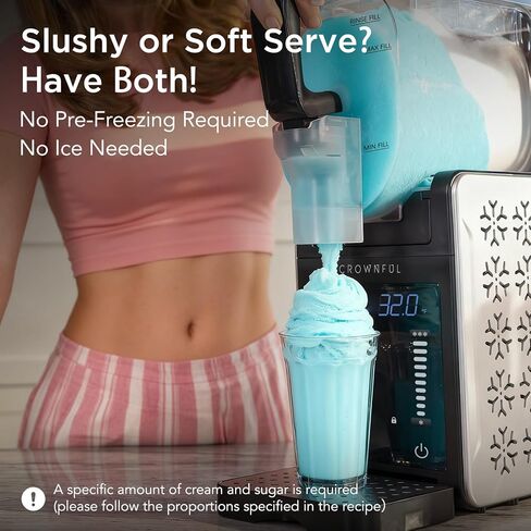آلة سلاشي CROWNFUL للمنزل، 101 أونصة (64 أونصة تعبئة سائلة) صانع المشروبات المجمدة، لا حاجة للثلج، 6 برامج للخدمة الناعمة، المارجريتا المجمدة، فرابيه وأكثر من ذلك، التنظيف التلقائي، يحافظ على نضارة لمدة 12 ساعة in Kuwait