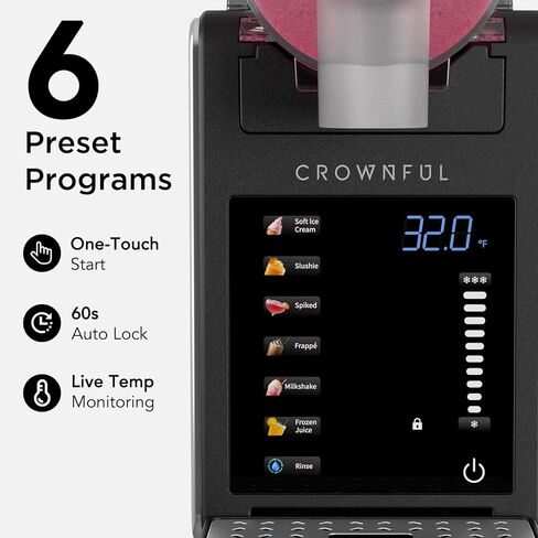 آلة سلاشي CROWNFUL للمنزل، 101 أونصة (64 أونصة تعبئة سائلة) صانع المشروبات المجمدة، لا حاجة للثلج، 6 برامج للخدمة الناعمة، المارجريتا المجمدة، فرابيه وأكثر من ذلك، التنظيف التلقائي، يحافظ على نضارة لمدة 12 ساعة in Kuwait