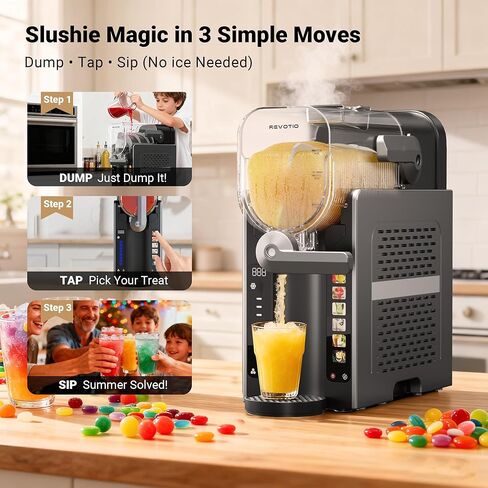 Slushie Machine for Home, 88 oz Slushy Machine, No Ice Needed Frozen Drink Maker with 6 Presets, Quiet, Auto-Clean, LED Display, Black, Perfect for Margaritas, Frappés, Milkshakes and More in Saudi Arabia