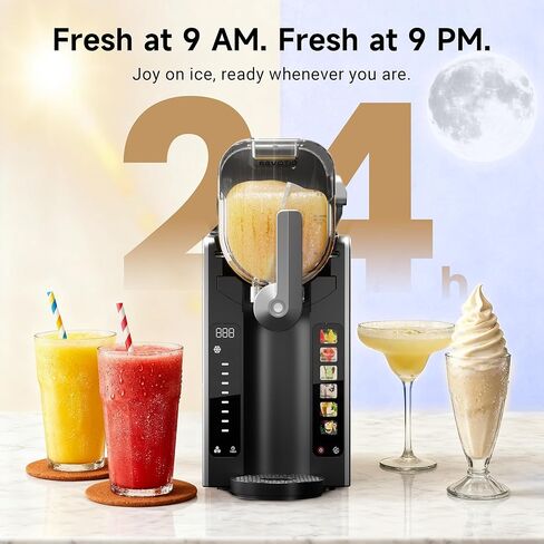 Slushie Machine for Home, 88 oz Slushy Machine, No Ice Needed Frozen Drink Maker with 6 Presets, Quiet, Auto-Clean, LED Display, Black, Perfect for Margaritas, Frappés, Milkshakes and More in Saudi Arabia
