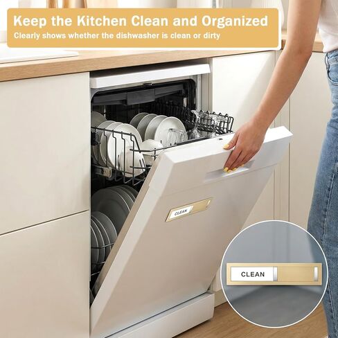 2 Status Dishwasher Magnet Clean Dirty Sign, Adhesive Dishwashers Clean/Dirty Indicator Symbol Dishwasher Sticker, Self-Sticky Stainless Steel Material Dishwashers Sticker, Home Kitchen Decor (Gold) in Saudi Arabia