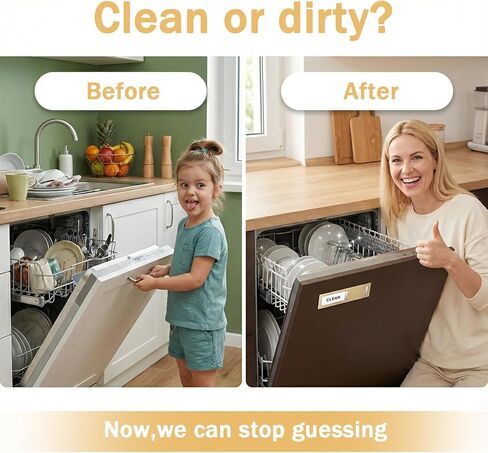 2 Status Dishwasher Magnet Clean Dirty Sign, Adhesive Dishwashers Clean/Dirty Indicator Symbol Dishwasher Sticker, Self-Sticky Stainless Steel Material Dishwashers Sticker, Home Kitchen Decor (Gold) in Saudi Arabia