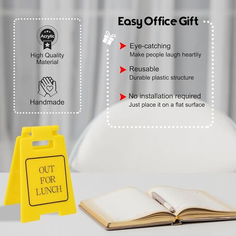 Funny Office Gag Gifts Out for Lunch Mini Desk Sign Cubicle Decor for Coworker Teammate Employee Boss Desk Accessories(Out for lunch) in Saudi Arabia