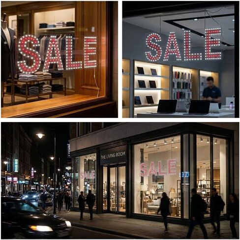 EPL SALE Red, LED 2G Blinking Sign, Eye-catching Sign, Super Bright, 8"x22", Remote Control & Retail Storefront Window Shop Decoration in Kuwait