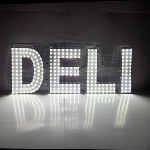 EPL DELI White, LED 2G Blinking Sign, Eye-catching Sign, Super Bright, 10"x28", Remote Control & Grocery Storefront Window Display - Business in Kuwait