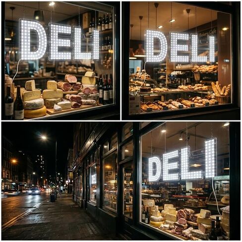 EPL DELI White, LED 2G Blinking Sign, Eye-catching Sign, Super Bright, 10"x28", Remote Control & Grocery Storefront Window Display - Business in Kuwait