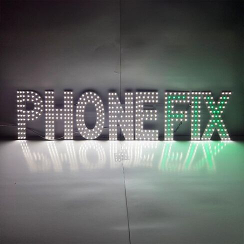 EPL PHONE FIX WHITE/GREEN, LED 2G Blinking Sign, Eye-catching Sign, Super Bright, 7"x34", Remote Control & Smartphone Repair Shop Decor Display in Kuwait