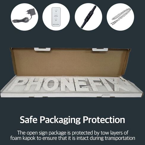 EPL PHONE FIX WHITE/GREEN, LED 2G Blinking Sign, Eye-catching Sign, Super Bright, 7"x34", Remote Control & Smartphone Repair Shop Decor Display in Kuwait