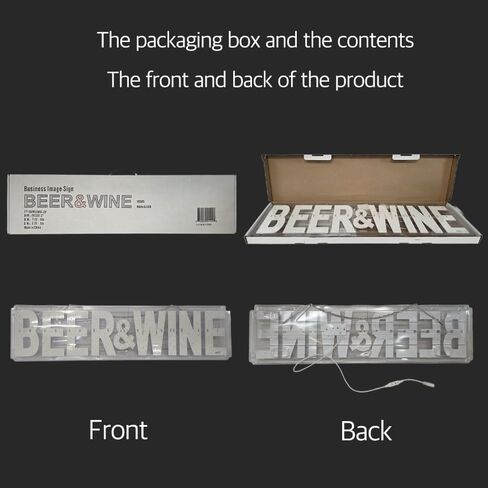 EPL Beer&Wine أبيض/أحمر، علامة وامضة LED 2G، لافتة لافتة للنظر، فائقة السطوع، 7 بوصة × 32 بوصة، جهاز تحكم عن بعد، ديكور نافذة متجر المشروبات الكحولية والعرض in Kuwait