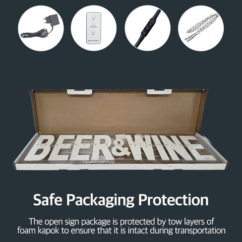 EPL Beer&Wine أبيض/أحمر، علامة وامضة LED 2G، لافتة لافتة للنظر، فائقة السطوع، 7 بوصة × 32 بوصة، جهاز تحكم عن بعد، ديكور نافذة متجر المشروبات الكحولية والعرض in Kuwait