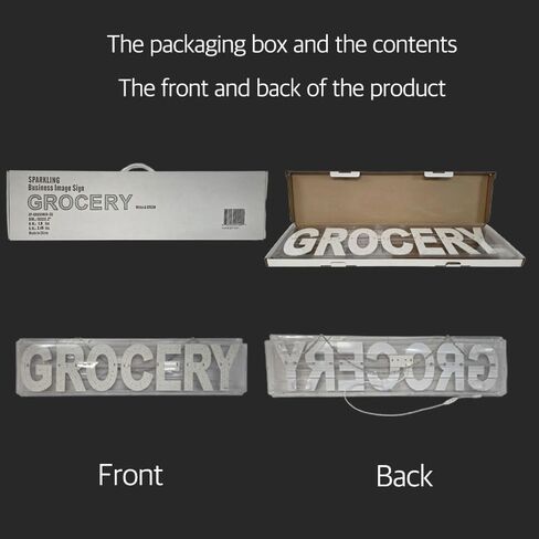 EPL GROCERY GREEN، علامة LED 3G متلألئة، لافتة للنظر، فائقة السطوع، 8 بوصة × 32 بوصة، جهاز تحكم عن بعد وحركة متحركة - ديكور نافذة عرض المتجر in Kuwait