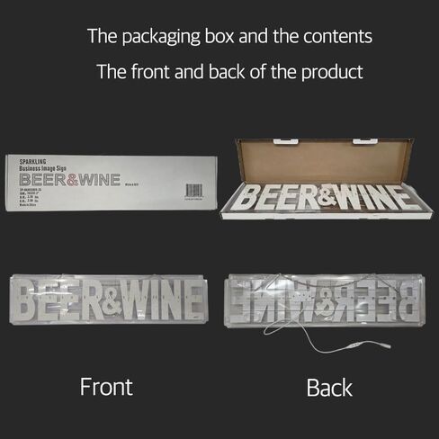 EPL BEER&WINE White/Red, LED 3G Sparkling Sign, Eye-catching Sign, Super Bright, 7"x32", Remote Control & Bar Pub Liquor Storefront Decor in Kuwait