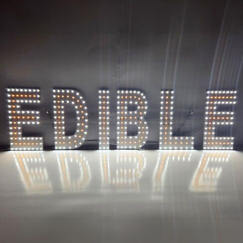 EPL EDIBLE Yellow, LED 3G Sparkling Sign, Eye-catching, Super Bright, 8"x30", Remote Control & Business Decor - Food Shop Window Display in Kuwait