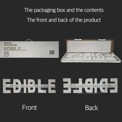 EPL EDIBLE Yellow, LED 3G Sparkling Sign, Eye-catching, Super Bright, 8"x30", Remote Control & Business Decor - Food Shop Window Display in Kuwait