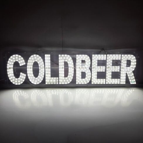 EPL COLDBEER أبيض، علامة وامضة LED 2G، لافتة لافتة للنظر، فائقة السطوع، 7 بوصة × 30 بوصة، جهاز تحكم عن بعد وبار حانة مشروبات كحولية لواجهة متجر الديكور in Saudi Arabia