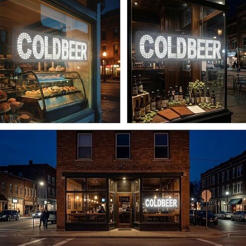 EPL COLDBEER أبيض، علامة وامضة LED 2G، لافتة لافتة للنظر، فائقة السطوع، 7 بوصة × 30 بوصة، جهاز تحكم عن بعد وبار حانة مشروبات كحولية لواجهة متجر الديكور in Saudi Arabia