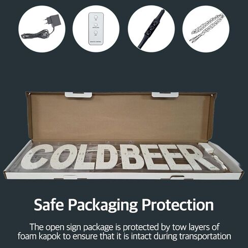EPL COLDBEER أبيض، علامة وامضة LED 2G، لافتة لافتة للنظر، فائقة السطوع، 7 بوصة × 30 بوصة، جهاز تحكم عن بعد وبار حانة مشروبات كحولية لواجهة متجر الديكور in Saudi Arabia