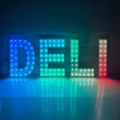 EPL DELI RGBW Wave، علامة LED 4G كاملة الألوان، علامة لافتة للنظر، فائقة السطوع، 10 بوصة × 28 بوصة، جهاز تحكم عن بعد، ديكور نافذة واجهة متجر الأعمال in Kuwait