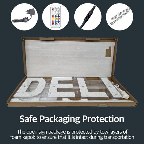 EPL DELI RGBW Wave، علامة LED 4G كاملة الألوان، علامة لافتة للنظر، فائقة السطوع، 10 بوصة × 28 بوصة، جهاز تحكم عن بعد، ديكور نافذة واجهة متجر الأعمال in Kuwait