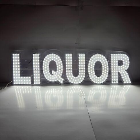 EPL LIQUOR White, LED 2G Blinking Sign, Eye-catching Sign, Super Bright, 7"x30", Remote Control & Business Bar Storefront Window Decor Display in Saudi Arabia