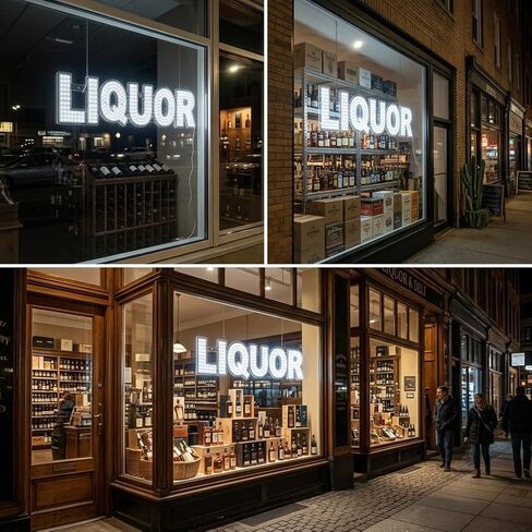 EPL LIQUOR White, LED 2G Blinking Sign, Eye-catching Sign, Super Bright, 7"x30", Remote Control & Business Bar Storefront Window Decor Display in Saudi Arabia