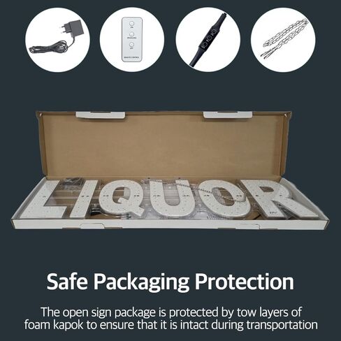 EPL LIQUOR White, LED 2G Blinking Sign, Eye-catching Sign, Super Bright, 7"x30", Remote Control & Business Bar Storefront Window Decor Display in Saudi Arabia