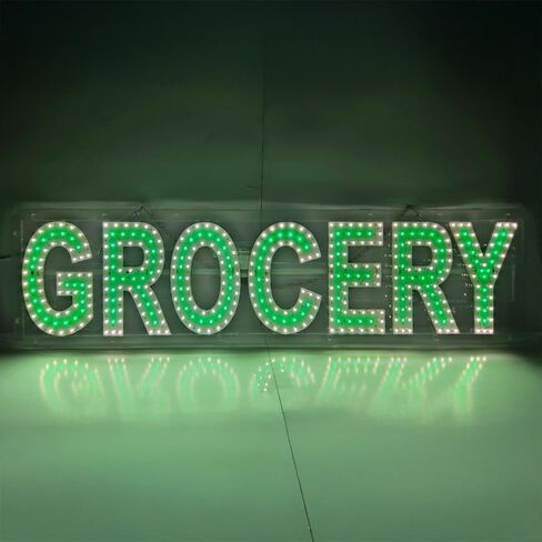 EPL GROCERY GREEN, LED 2G Blinking Sign, Eye-catching Sign, Super Bright, 8"x32", Remote Control, Fresh Market Business Storefront Deco in Kuwait