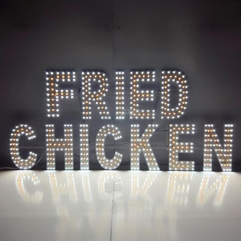 EPL FRIED CHICKEN YELLOW، علامة وامضة LED 2G، لافتة لافتة للنظر، فائقة السطوع، 13 بوصة × 30 بوصة، جهاز التحكم عن بعد وعرض ديكور نافذة المطعم - الطعام in Kuwait
