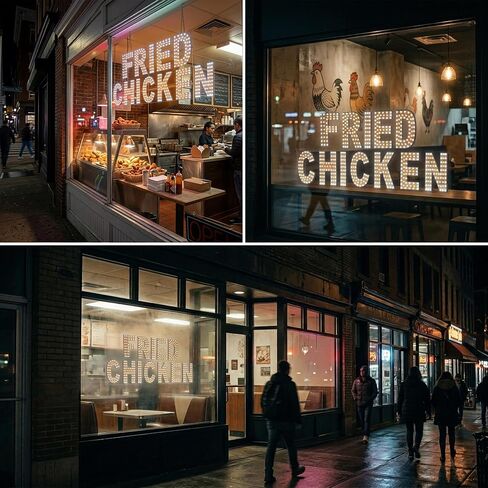 EPL FRIED CHICKEN YELLOW، علامة وامضة LED 2G، لافتة لافتة للنظر، فائقة السطوع، 13 بوصة × 30 بوصة، جهاز التحكم عن بعد وعرض ديكور نافذة المطعم - الطعام in Kuwait