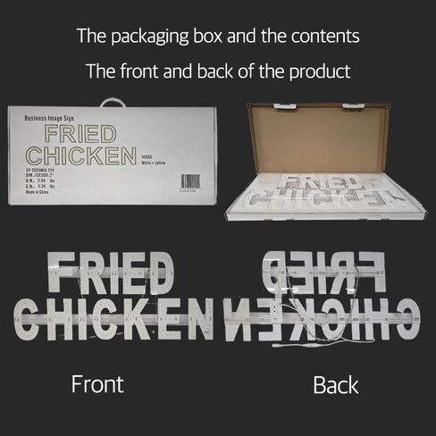 EPL FRIED CHICKEN YELLOW، علامة وامضة LED 2G، لافتة لافتة للنظر، فائقة السطوع، 13 بوصة × 30 بوصة، جهاز التحكم عن بعد وعرض ديكور نافذة المطعم - الطعام in Kuwait