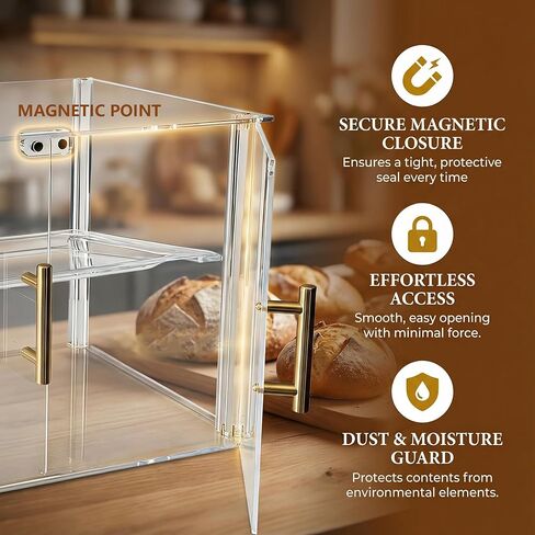 2-Tier Acrylic Bakery Display Case, 15.8"x11.8"x11.8" Clear Pastry Display Case with Magnetic Door & Trays, Countertop Food Storage for Donuts, Bagels, Cakes, Cookies in Saudi Arabia