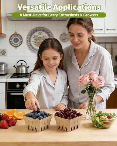 30 Pack Natural Pulp Fiber Berry Basket (4.3x4.3x2.75 Inch), Natural Pulp Produce Baskets & Berry Containers, Vented Strawberry Baskets for Farmers Market Decor, Grocery Store and Kitchen Display in Kuwait