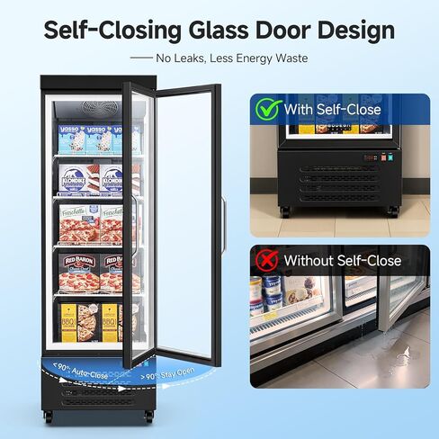 BODEGA 27"W Commercial Display Freezer , 18.02 Cu.ft Merchandiser Freezer with Triple-Pane Glass Door, -15 to 5℉, Auto Defrost, LED Light, Energy Efficient for Supermarkets, Restaurant Kitchen, Stores in Kuwait