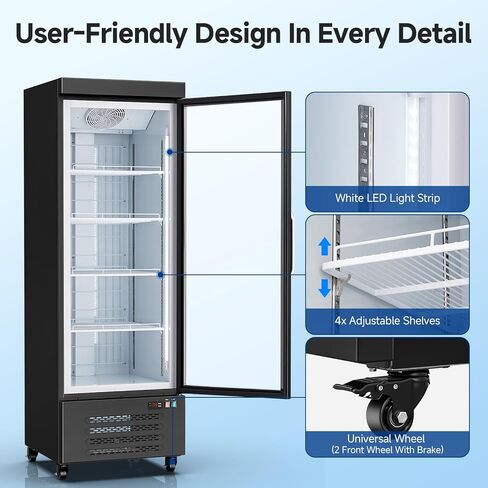 BODEGA 27"W Commercial Display Freezer , 18.02 Cu.ft Merchandiser Freezer with Triple-Pane Glass Door, -15 to 5℉, Auto Defrost, LED Light, Energy Efficient for Supermarkets, Restaurant Kitchen, Stores in Kuwait