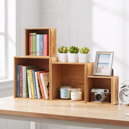 8-Pack Pine Wood Buffet Risers, Multi-Size Nesting Cube Food Display Stands for Buffet Table & Catering, Hollow Bottoms Food Risers for Multi-Level Buffet Presentation in Kuwait