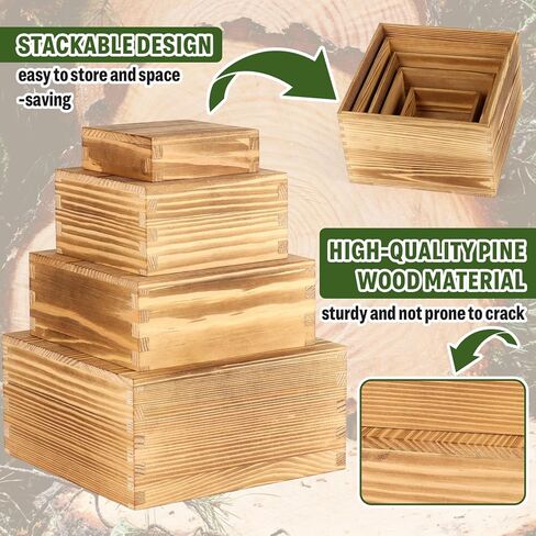 8-Pack Pine Wood Buffet Risers, Multi-Size Nesting Cube Food Display Stands for Buffet Table & Catering, Hollow Bottoms Food Risers for Multi-Level Buffet Presentation in Kuwait