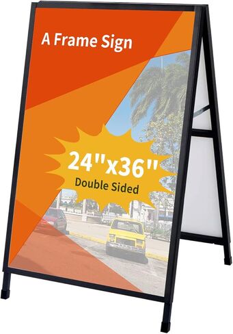 Miuwauer 24 x 36 Inch A Frame Sign Double-Sided Folding Sandwich Board Heavy Duty Slide-in Sidewalk Signboard for Outdoor Street Advertising Poster in Kuwait