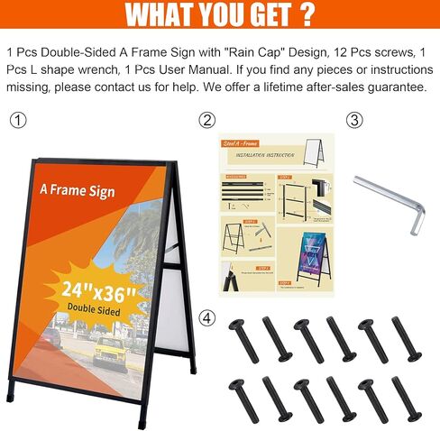 Miuwauer 24 x 36 Inch A Frame Sign Double-Sided Folding Sandwich Board Heavy Duty Slide-in Sidewalk Signboard for Outdoor Street Advertising Poster in Kuwait