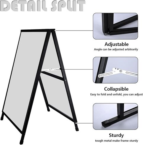 Miuwauer 24 x 36 Inch A Frame Sign Double-Sided Folding Sandwich Board Heavy Duty Slide-in Sidewalk Signboard for Outdoor Street Advertising Poster in Kuwait